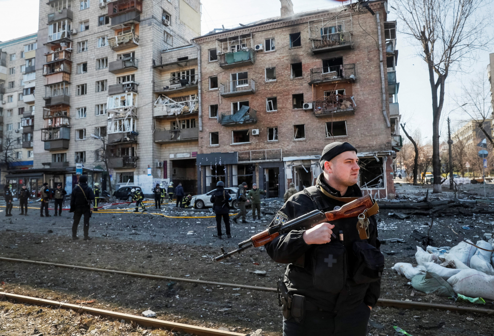 Bombardeos en Kiev.