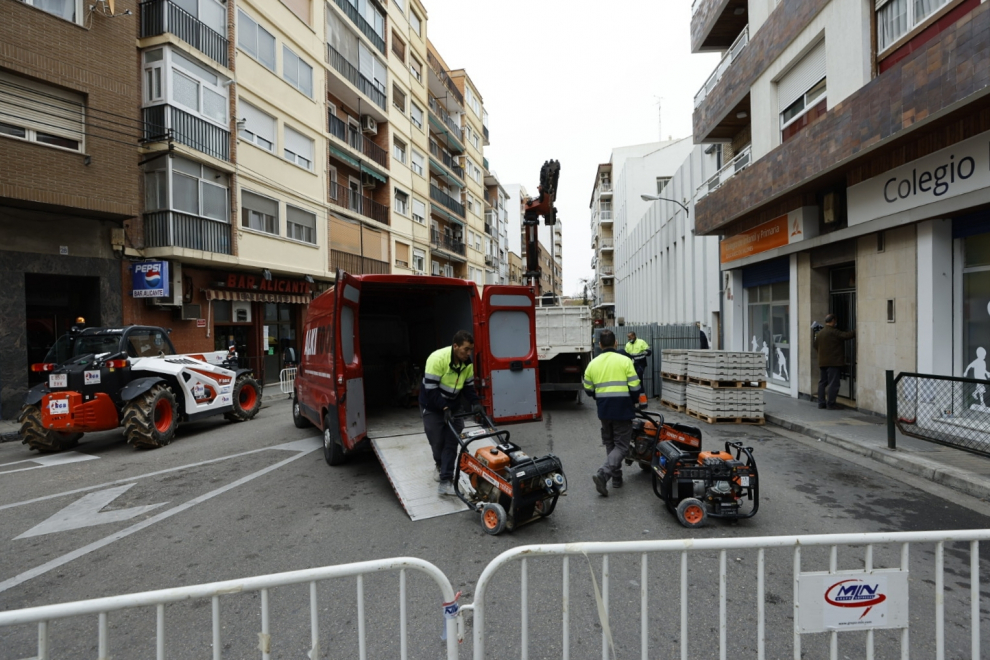 Comienzan las obras en la calle Cuarte de Zaragoza, que costarán 650.895 €, se harán en tres fases y se inician en la zona más cercana a la plaza de las Canteras.