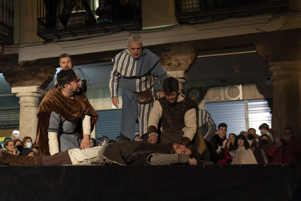 Las Bodas de Isabel de Segura que se esta celebrando en Teruel. escena de la llegada y muerte De Diego. foto Antonio garcia/Bykofoto. 26/03/22[[[FOTOGRAFOS]]]