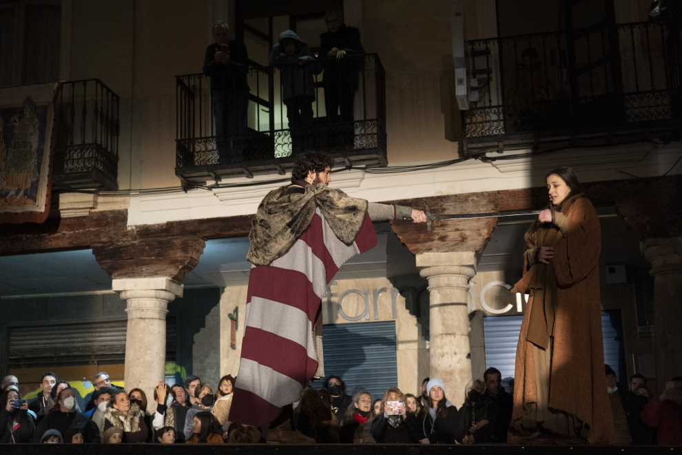 Las Bodas de Isabel de Segura que se esta celebrando en Teruel. escena de la llegada y muerte De Diego. foto Antonio garcia/Bykofoto. 26/03/22[[[FOTOGRAFOS]]]