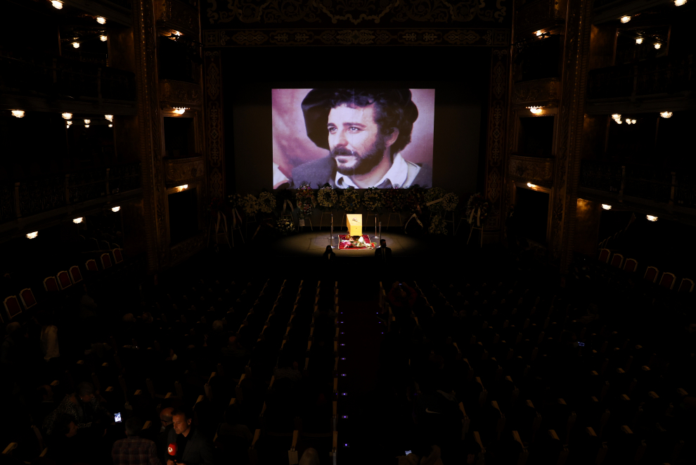 Capilla ardiente del actor Juan Diego en el Teatro Español de Madrid.