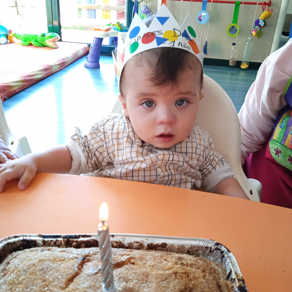 El pequeño Dídac, en la escuela infantil de Tamaríte de Litera.
