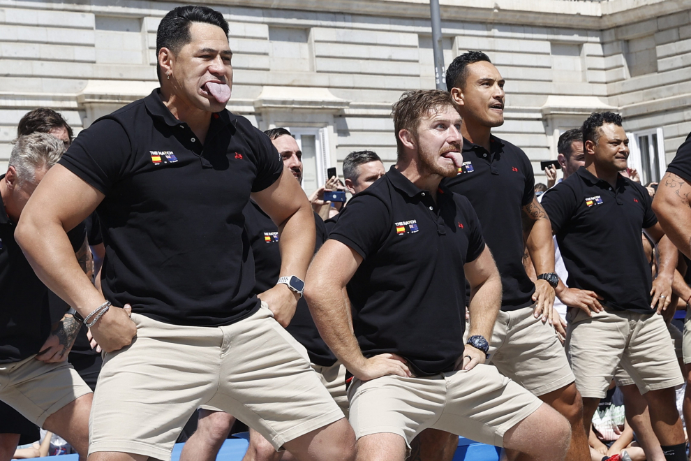 'Haka' en Madrid de la selección de rugby de Nueva Zelanda