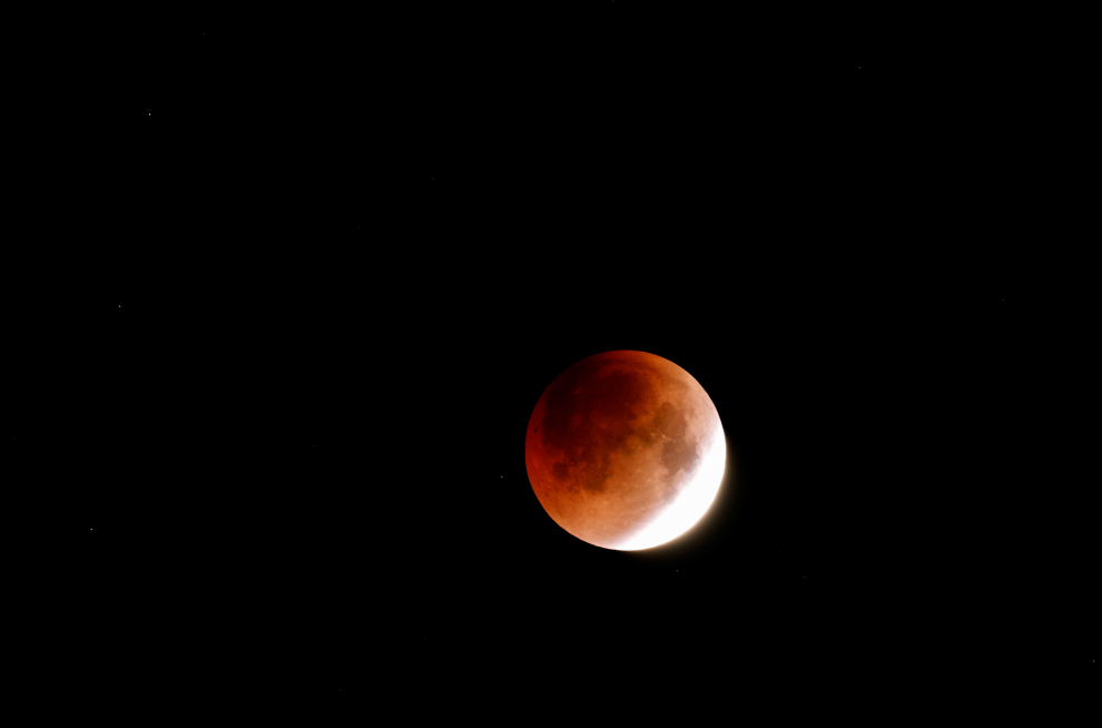 The moon is seen during a lunar eclipse in Aguimes, on the island of Gran Canaria
