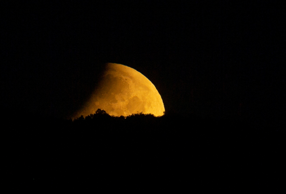 The moon is seen during lunar eclipse in Skopje