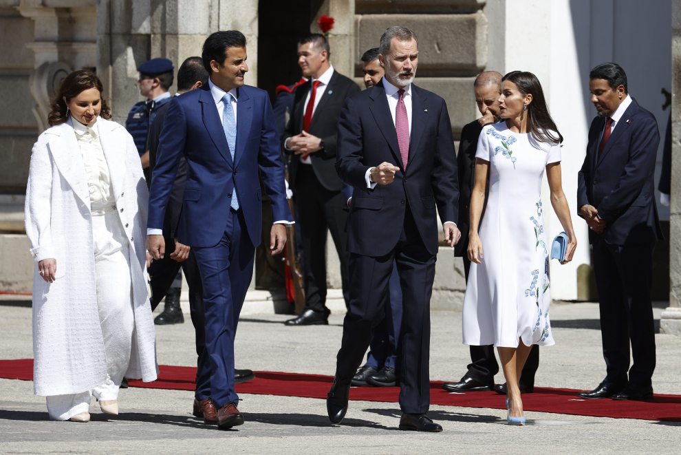 Imágenes de la visita del emir de Qatar y su esposa.