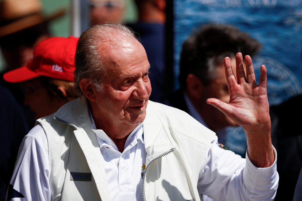 Former Spanish King Juan Carlos attends a sailing regatta at the Sailing Club in Sanxenxo