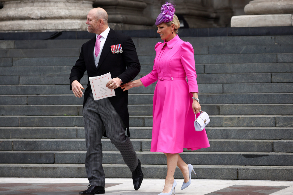 Britain's Prince Harry, Meghan, Duchess of Sussex and Zara Tindall depart after attending the National Service of Thanksgiving held at St Paul's Cathedral during the Queen's Platinum Jubilee celebrations in London, Britain, June 3, 2022. REUTERS/Henry Nicholls/Pool BRITAIN-ROYALS/PLATINUM-JUBILEE THANKSGIVING