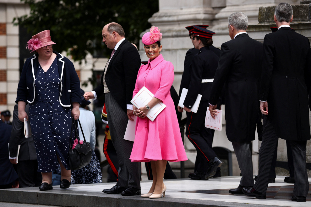 Britain's Prince Harry, Meghan, Duchess of Sussex and Zara Tindall depart after attending the National Service of Thanksgiving held at St Paul's Cathedral during the Queen's Platinum Jubilee celebrations in London, Britain, June 3, 2022. REUTERS/Henry Nicholls/Pool BRITAIN-ROYALS/PLATINUM-JUBILEE THANKSGIVING