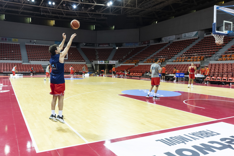 La selección española de baloncesto entrena en Zaragoza para preparar los tres últimos partidos de la primera fase de clasificación para el Mundial 2023
