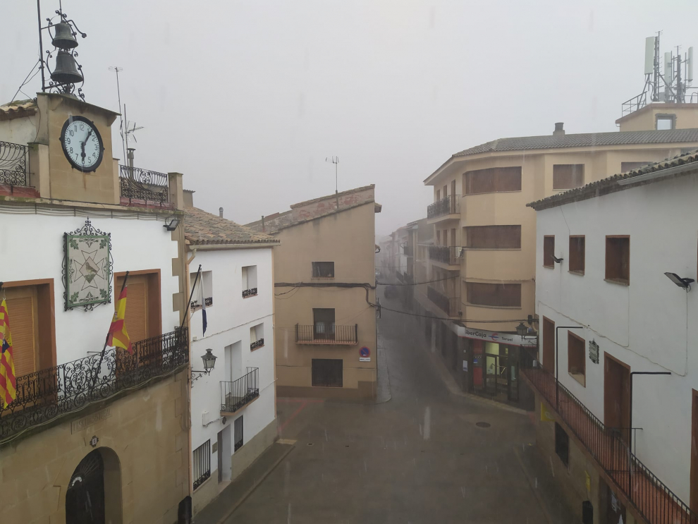 Granizada en Samper de Calanda, este martes, 19 de julio.
