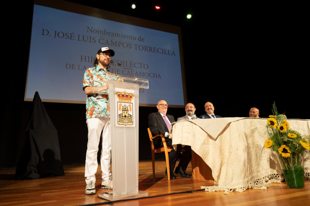 Acto del nombramiento de José Luis Campos como hijo predilecto de Calamocha.