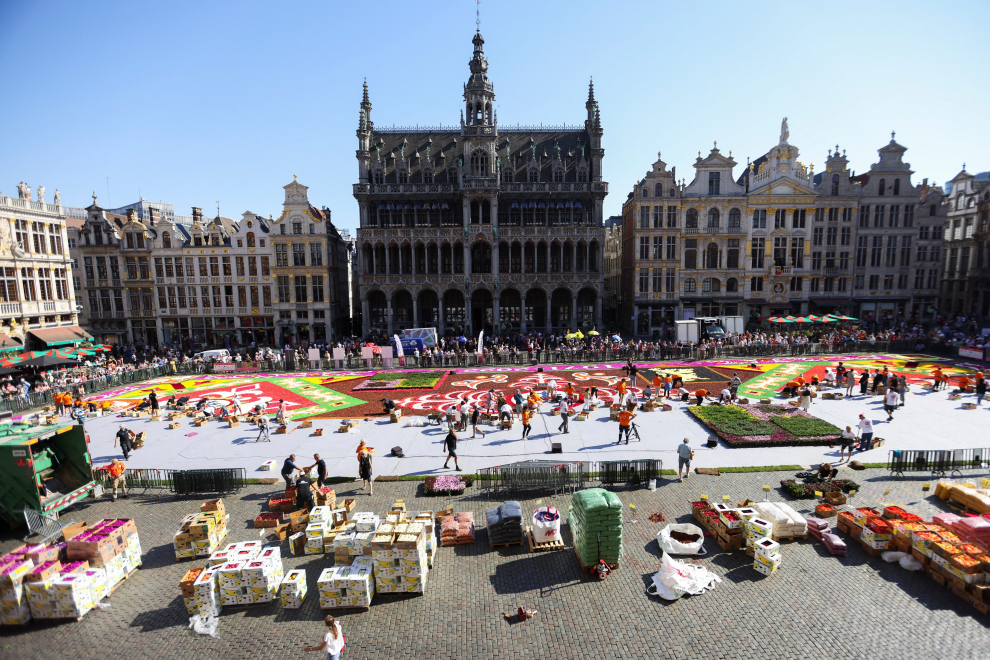 Arte efímero en el suelo de Bruselas.