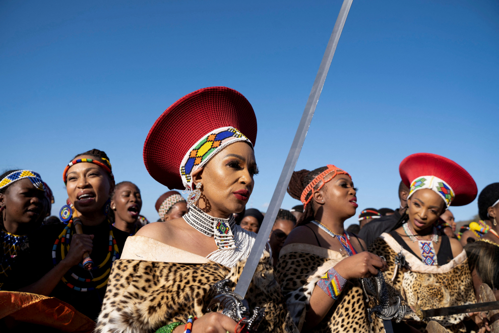 Princesses await the arrival of the Zulu monarch King Misuzulu ka Zwelithini in Nongoma