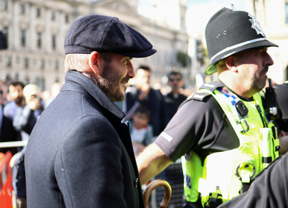 Former football player David Beckham leaves after paying his respects to Britain's Queen Elizabeth lying in state, following her death, in London, Britain September 16, 2022. REUTERS/Tom Nicholson BRITAIN-ROYALS/QUEEN