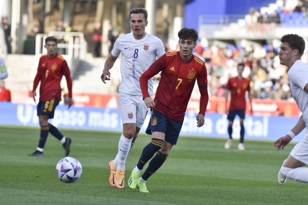 Partido de fútbol de selecciones sub-21, España-Noruega en El Alcoraz en Huesca
