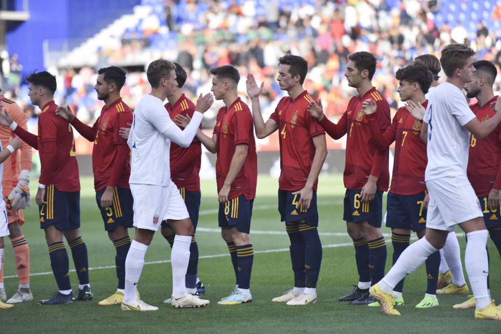 Partido de fútbol de selecciones sub-21, España-Noruega en Huesca