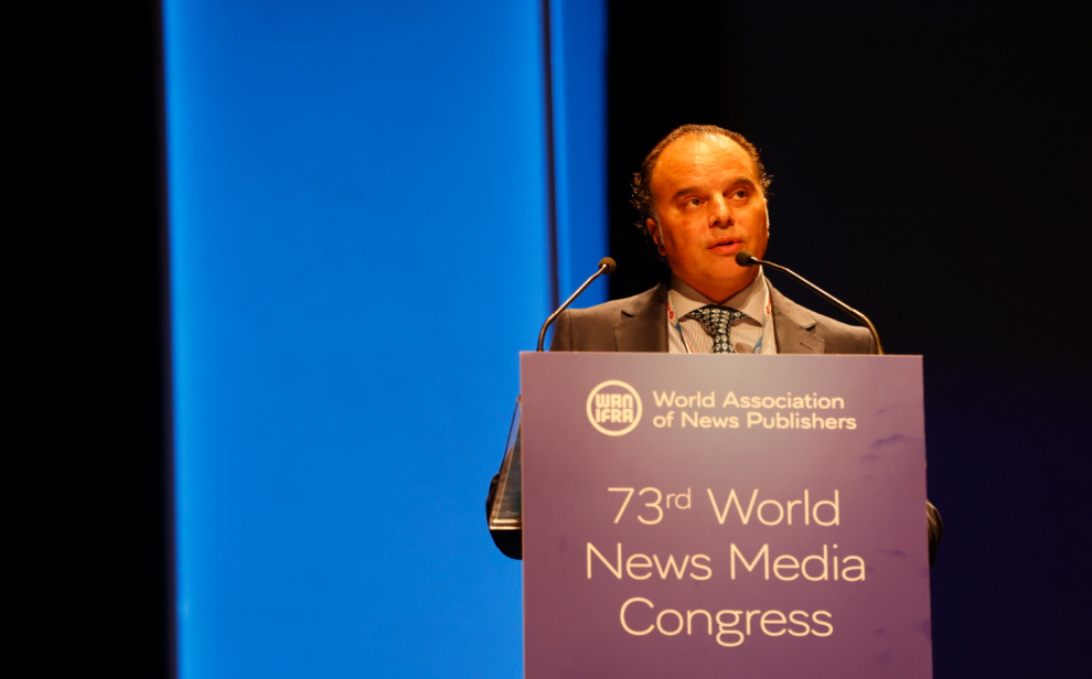 Fernando de Yarza, en la apertura del Congreso Mundial de Medios de WAN-IFRA en Zaragoza