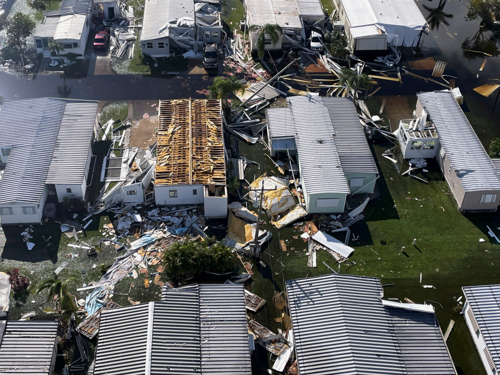 An aerial view of a partially collapsed Sanibel Causeway after Hurricane Ian caused widespread destruction, in Sanibel Island, Florida, U.S., September 29, 2022. REUTERS/Shannon Stapleton STORM-IAN/FLORIDA
