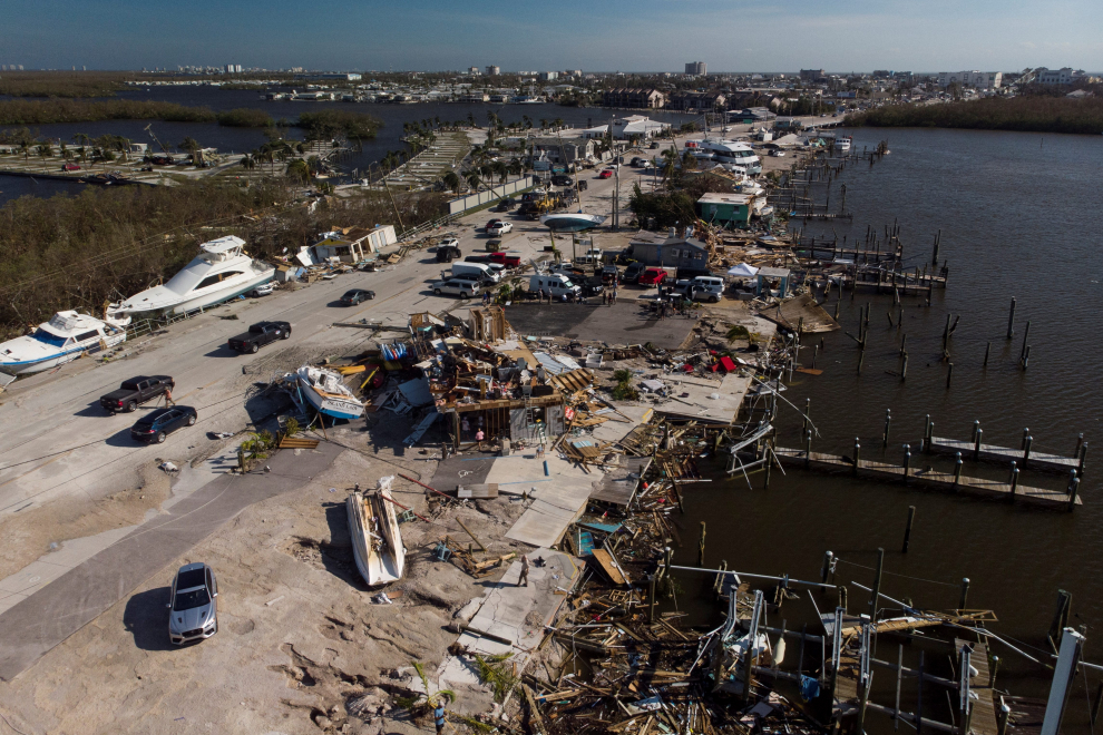 A destroyed marina is seen after Hurricane Ian caused widespread destruction in Fort Myers Beach, Florida, U.S., September 29, 2022. REUTERS/Marco Bello STORM-IAN/FLORIDA