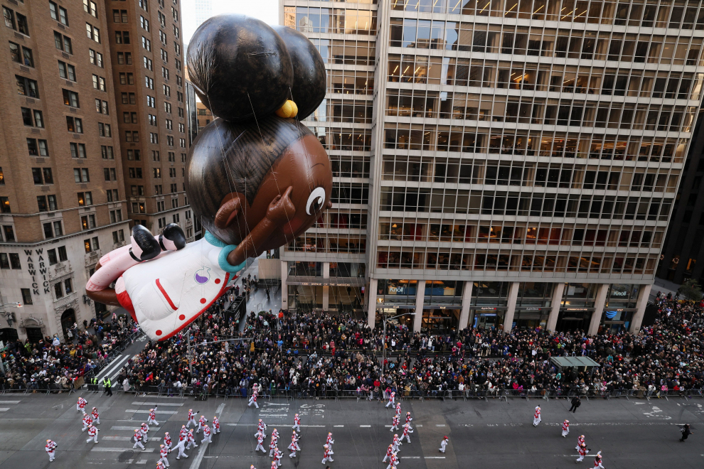 PAW Patrol balloon flies during the 96th Macy's Thanksgiving Day Parade in Manhattan, New York City, U.S., November 24, 2022. REUTERS/Brendan McDermid USA-THANKSGIVING/PARADE