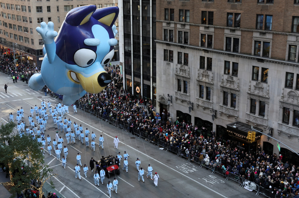 The Boss Baby balloon flies during the 96th Macy's Thanksgiving Day Parade in Manhattan, New York City, U.S., November 24, 2022. REUTERS/Andrew Kelly     TPX IMAGES OF THE DAY USA-THANKSGIVING/PARADE