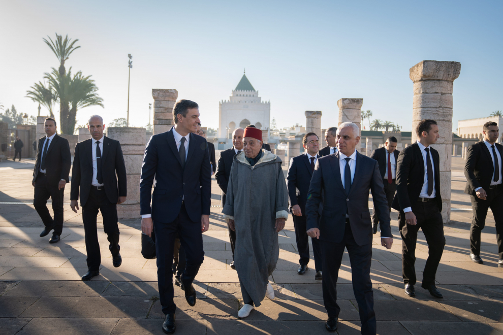 Fotos de la visita de Pedro Sánchez y otros ministros a Rabat, Marruecos.