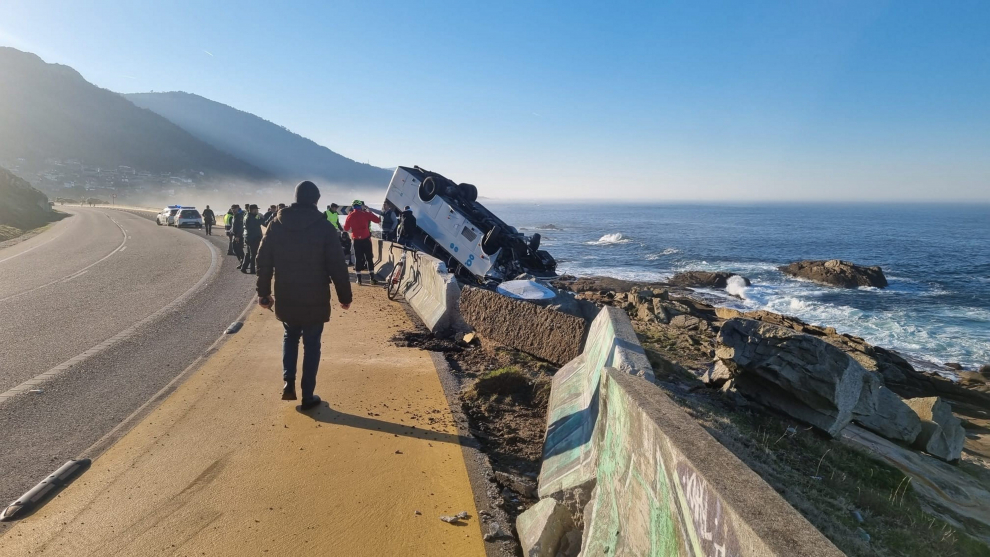 Accidente de un minibús en Baiona
