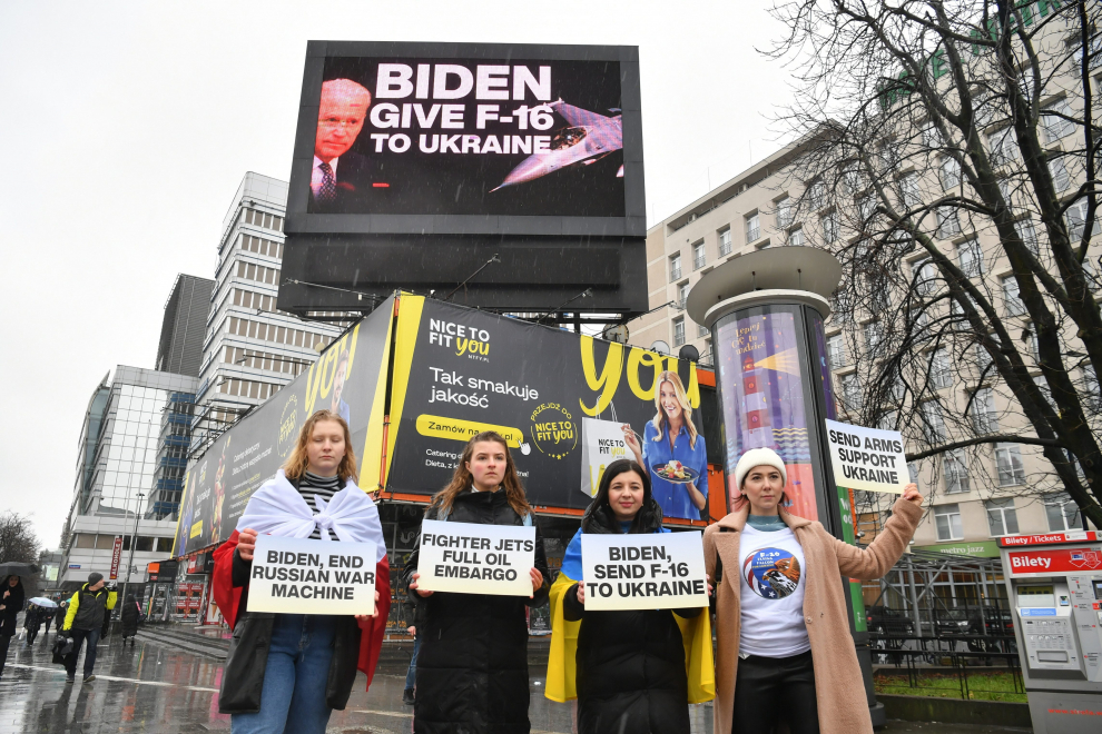 U.S. President Joe Biden meets with Ukrainian President Volodymyr Zelenskiy and Olena Zelenska at Mariinsky Palace during an unannounced visit in Kyiv, Ukraine, Monday, Feb. 20, 2023. Evan Vucci/Pool via REUTERS UKRAINE-CRISIS/BIDEN