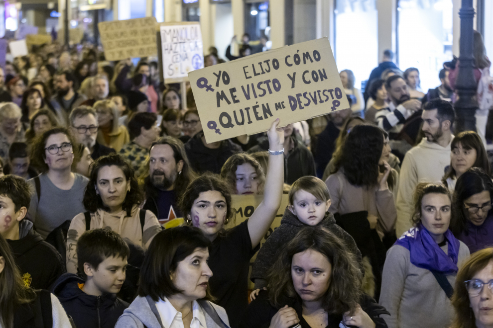 Manifestación por el 8M, Día de la Mujer, en Zaragoza