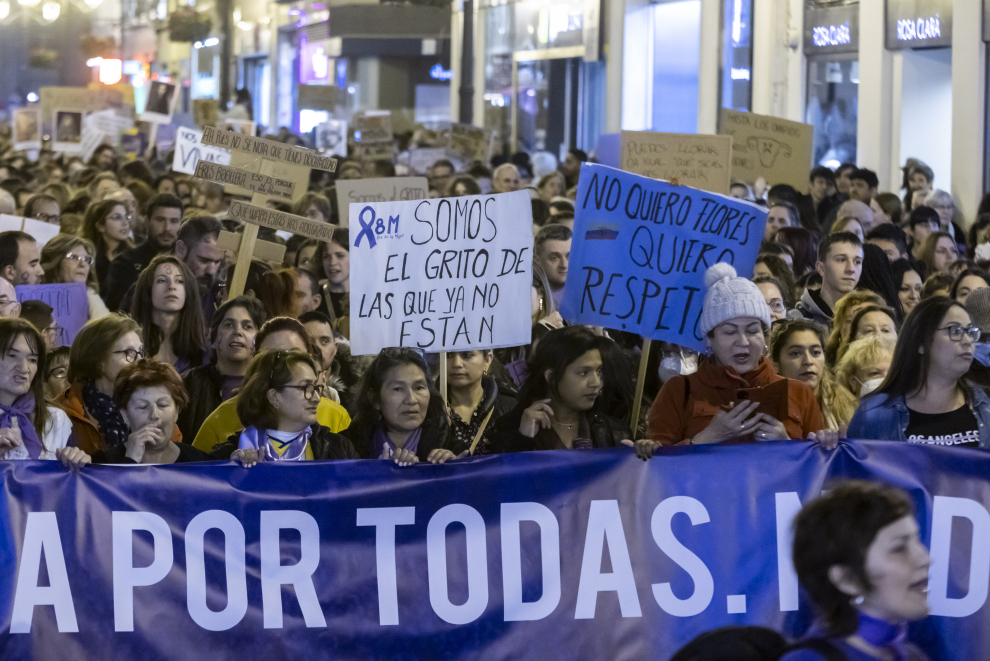 Manifestación por el 8M, Día de la Mujer, en Zaragoza