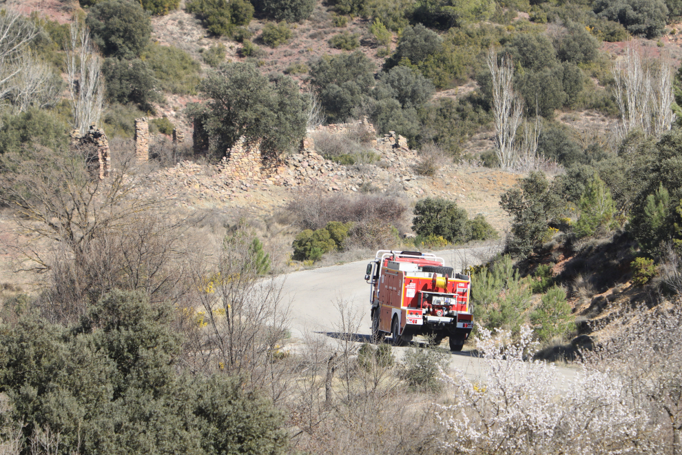 Imagen del incendio forestal desde San Agustín, en la provincia de Teruel.
