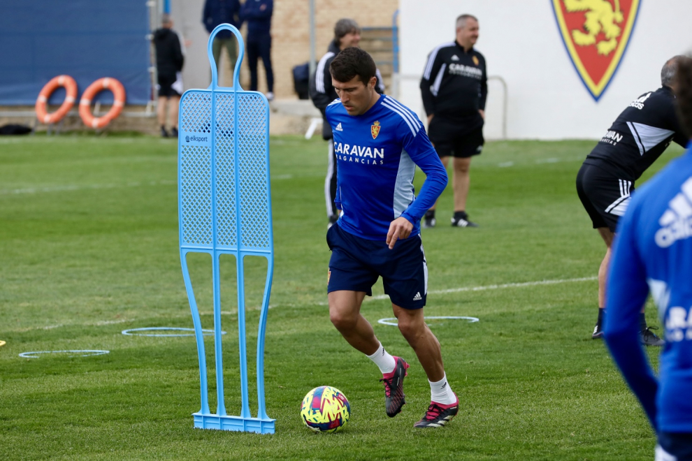 Entrenamiento del Real Zaragoza previo al partido contra el Albacete.