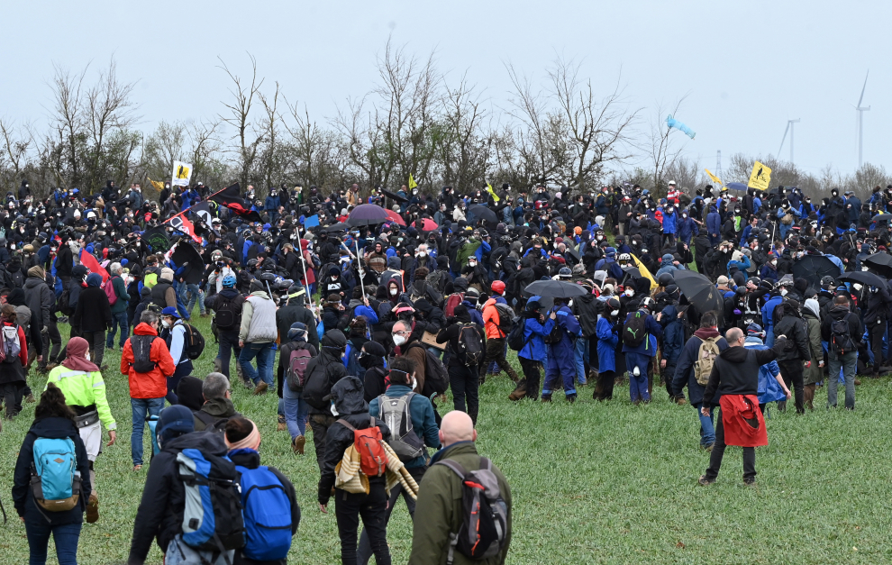 Clashes erupt during protest against new water storage infrastructure for agricultural industry in western France