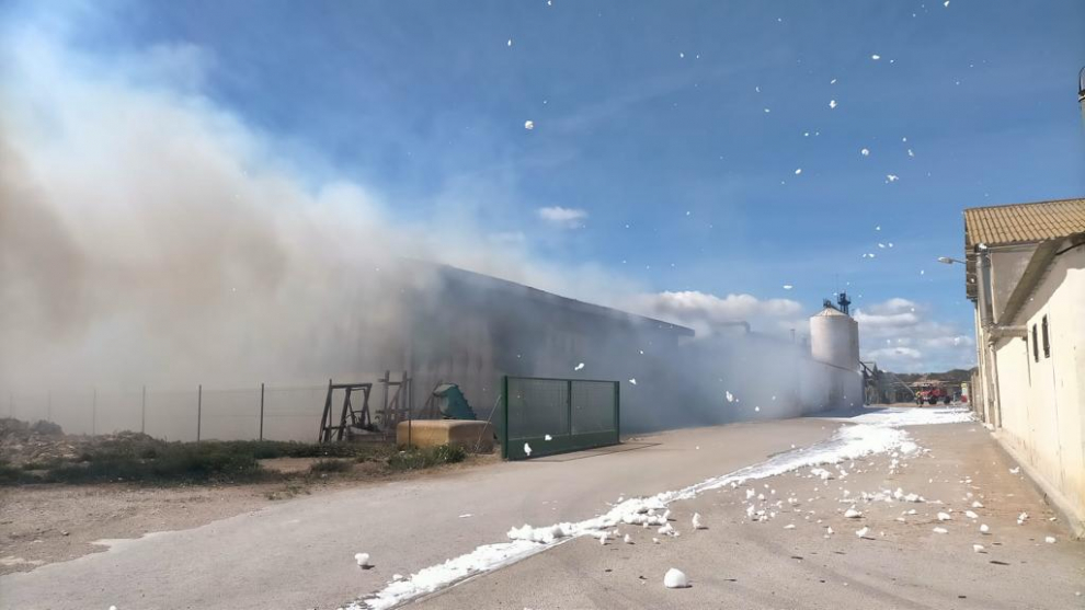 Fotografías del incendio en la deshidratadora San Mateo de Monegrillo, en Lanaja.
