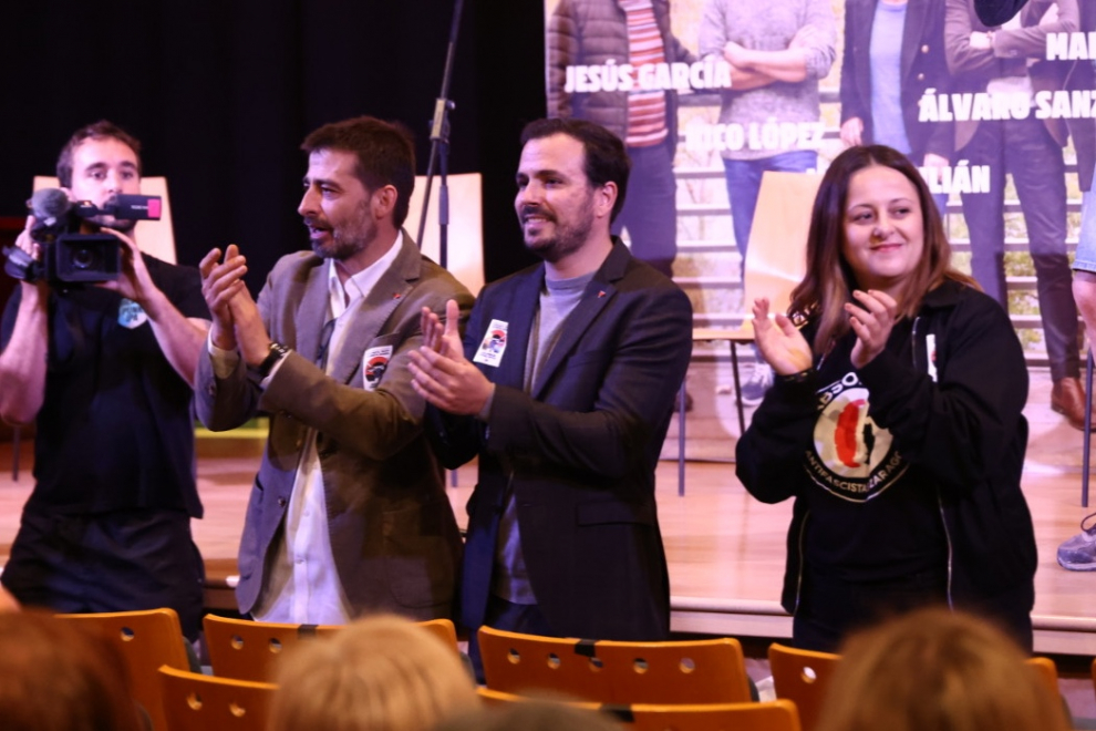 El ministro Alberto Garzón participa en el cierre de precampaña electoral de IU en Zaragoza