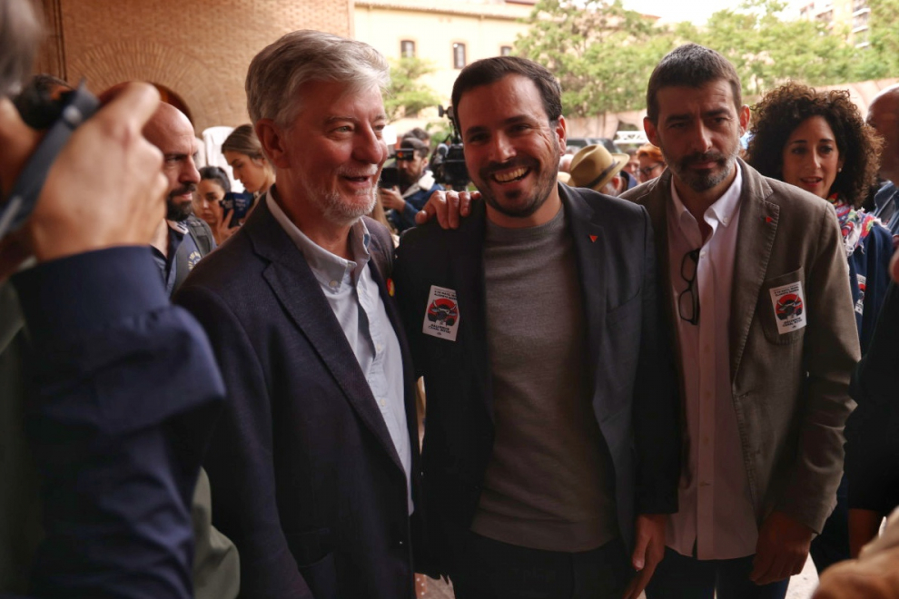 El ministro Alberto Garzón participa en el cierre de precampaña electoral de IU en Zaragoza