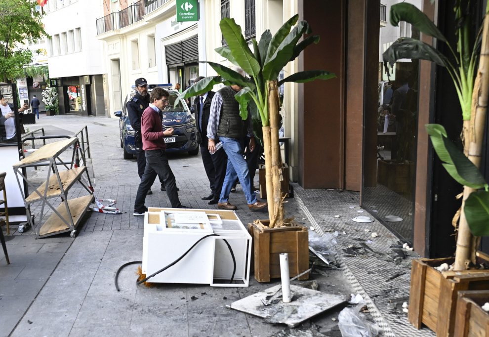 Imágenes del día después del incendio en el restaurante de Madrid