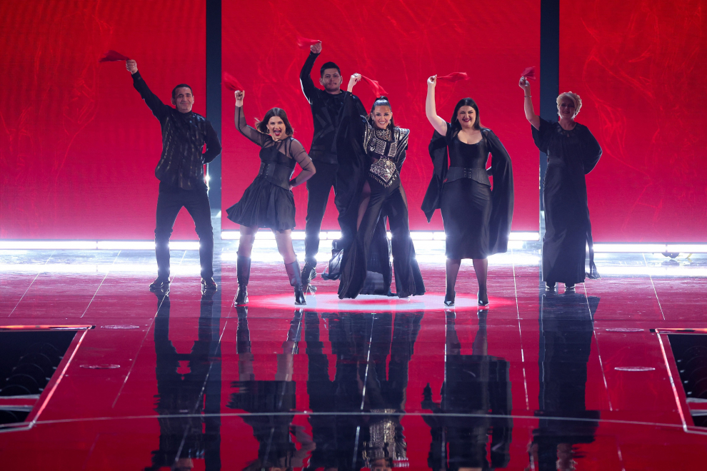 Albina & Familja Kelmendi from Albania perform during the second semi-final of the 2023 Eurovision Song Contest in Liverpool, Britain, May 11, 2023. REUTERS/Phil Noble MUSIC-EUROVISION/
