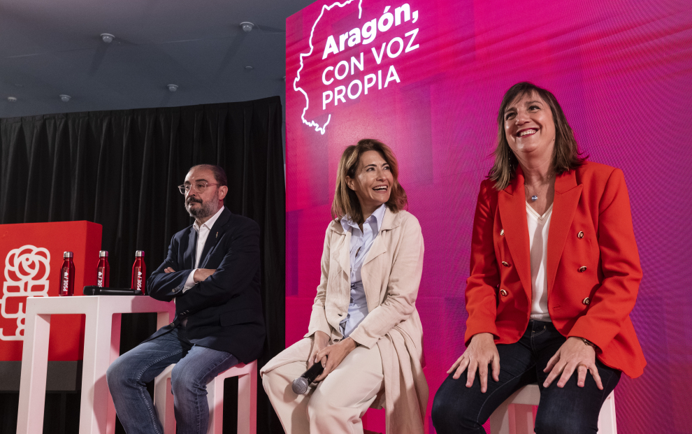 Acto sobre vivienda del PSOE en Zaragoza, con la presencia de Javier Lambán, Lola Rnera y la ministra de Transporte, Raquel Sánchez
