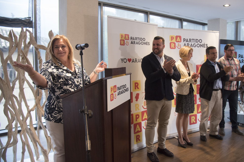 Mitin central de campaña del PAR en Huesca, en el Hotel Pedro I de Aragón.