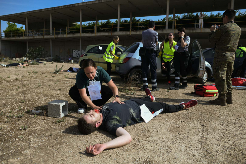 Simulacro de accidente múltiple en la Universidad San Jorge