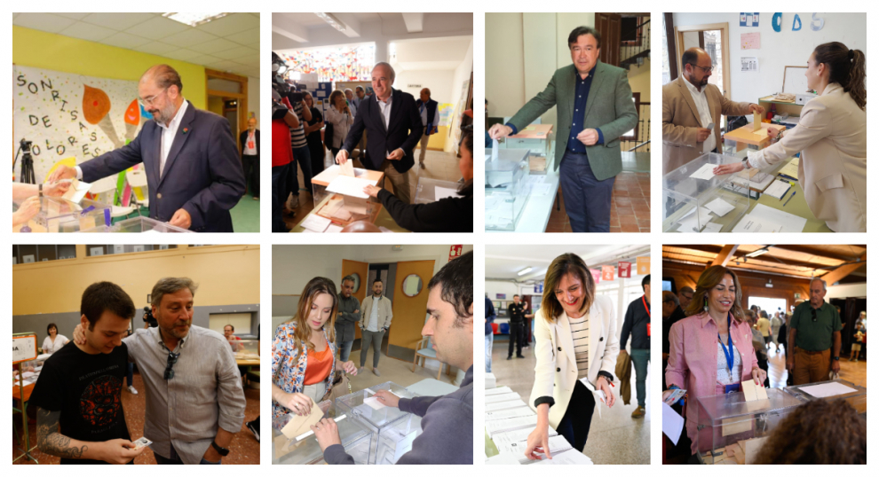 Candidatos aragoneses votan en la jornada electoral en Aragón.