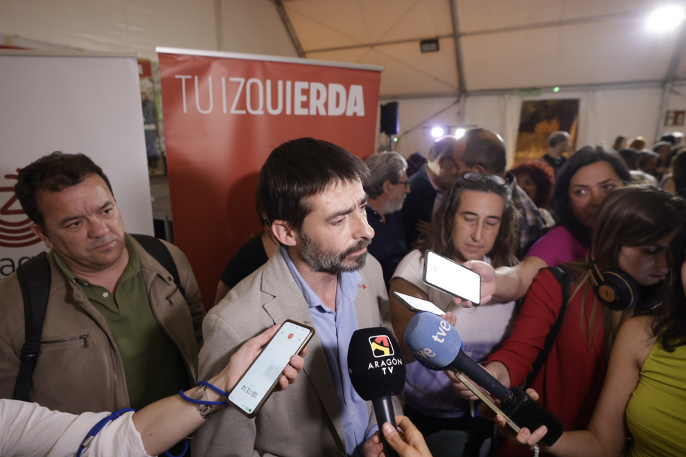 IU Aragón celebra los resultados de las elecciones autonómicas, en las que han conseguido un escaño