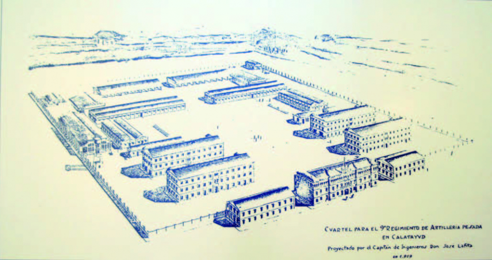 Plano del cuartel para el 9º Regimiento de Artillería Pesada en Calatayud, proyectado por el capitán de Ingenieros José Lafita en 1919