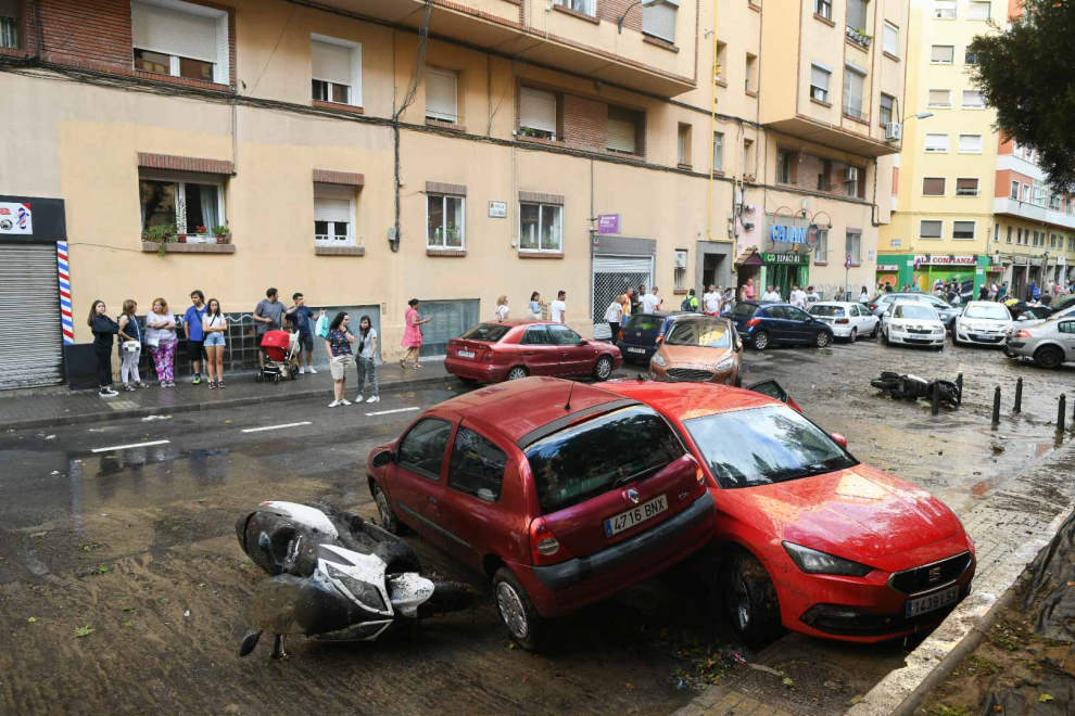 Coches afectados por la tormenta en Zaragoza