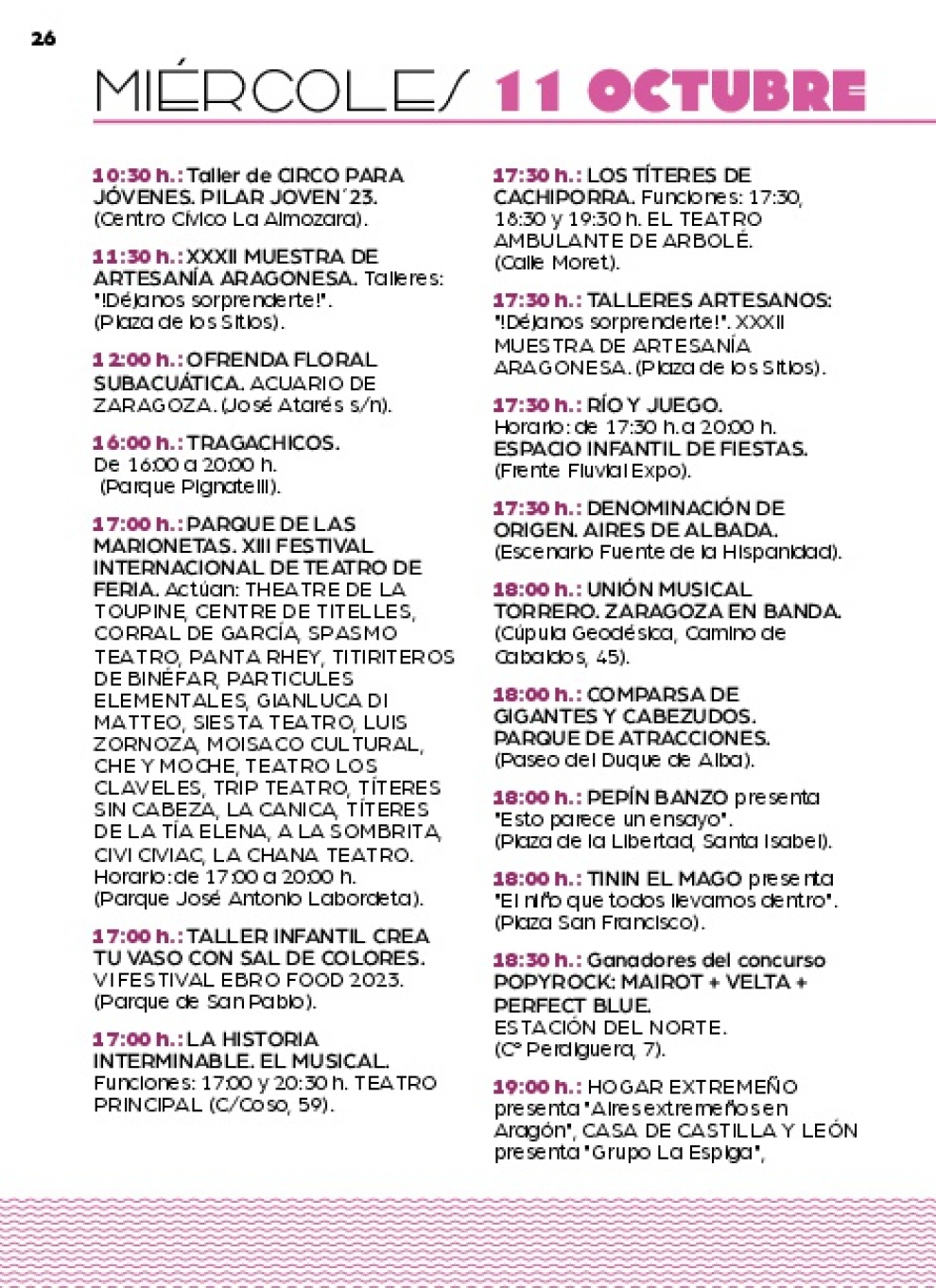 Programación del miércoles 11 de octubre