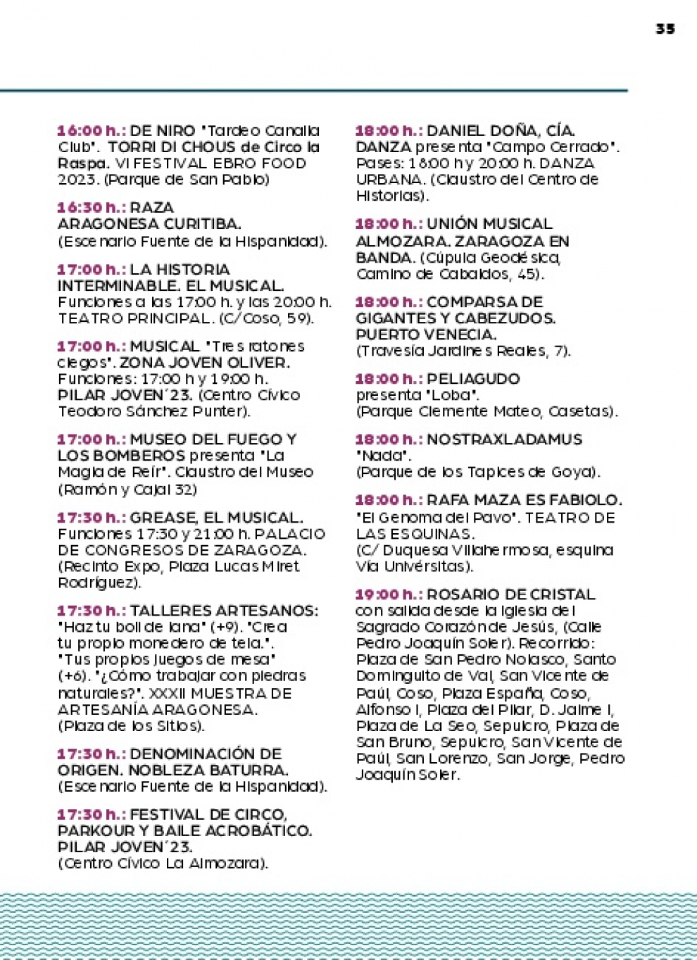 Programación del viernes 13 de octubre