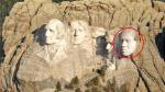 Fotomontaje de la imagen de Kanye West junto a Abraham Lincoln, Theodore Roosevelt, Thomas Jefferson y George Washington