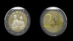 Moneda de 2 euros acuñada en Italia como homenaje a los sanitarios.
